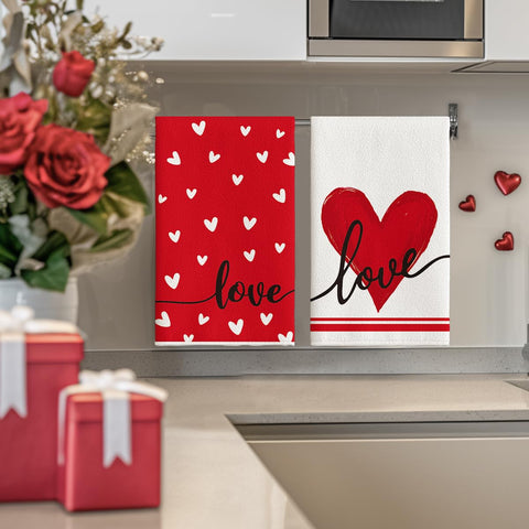Artoid Mode Red Heart Love towel set, two pieces for daily use