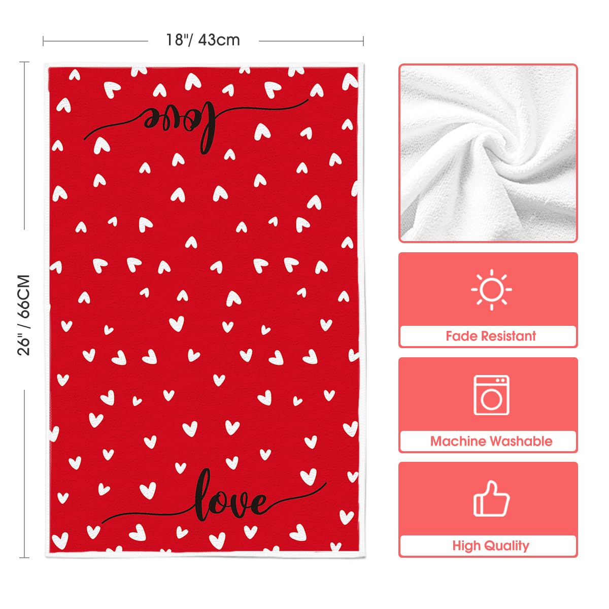 Artoid Mode Red Heart Love towels deliver lasting durability after many washes