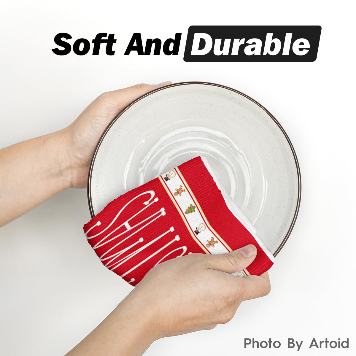 Artoid Mode red snowman gingerbread dish towel dries dishes with softness