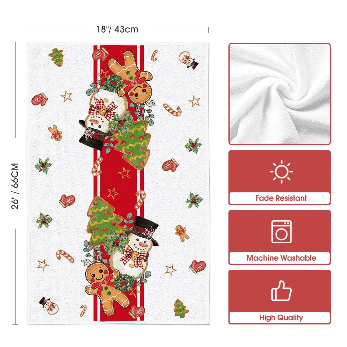 Artoid Mode red snowman gingerbread dish towel set supports daily kitchen tasks