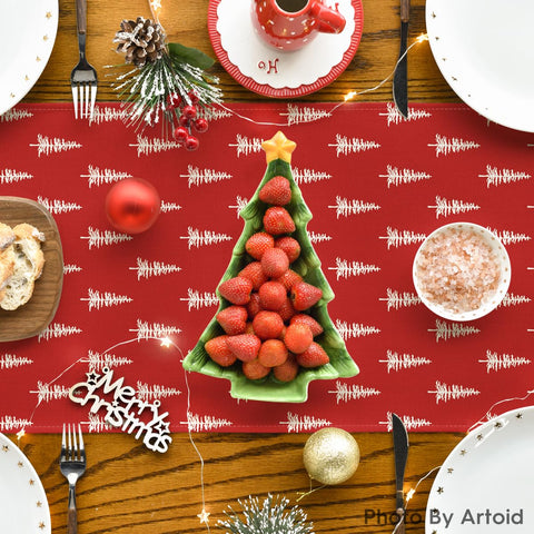 Artoid Mode Red Xmas Tree runner folded for compact storage.