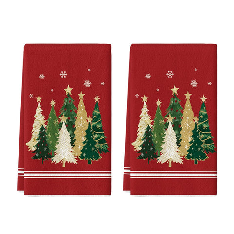 Artoid Mode red Xmas tree star towel, soft and absorbent for daily dish drying