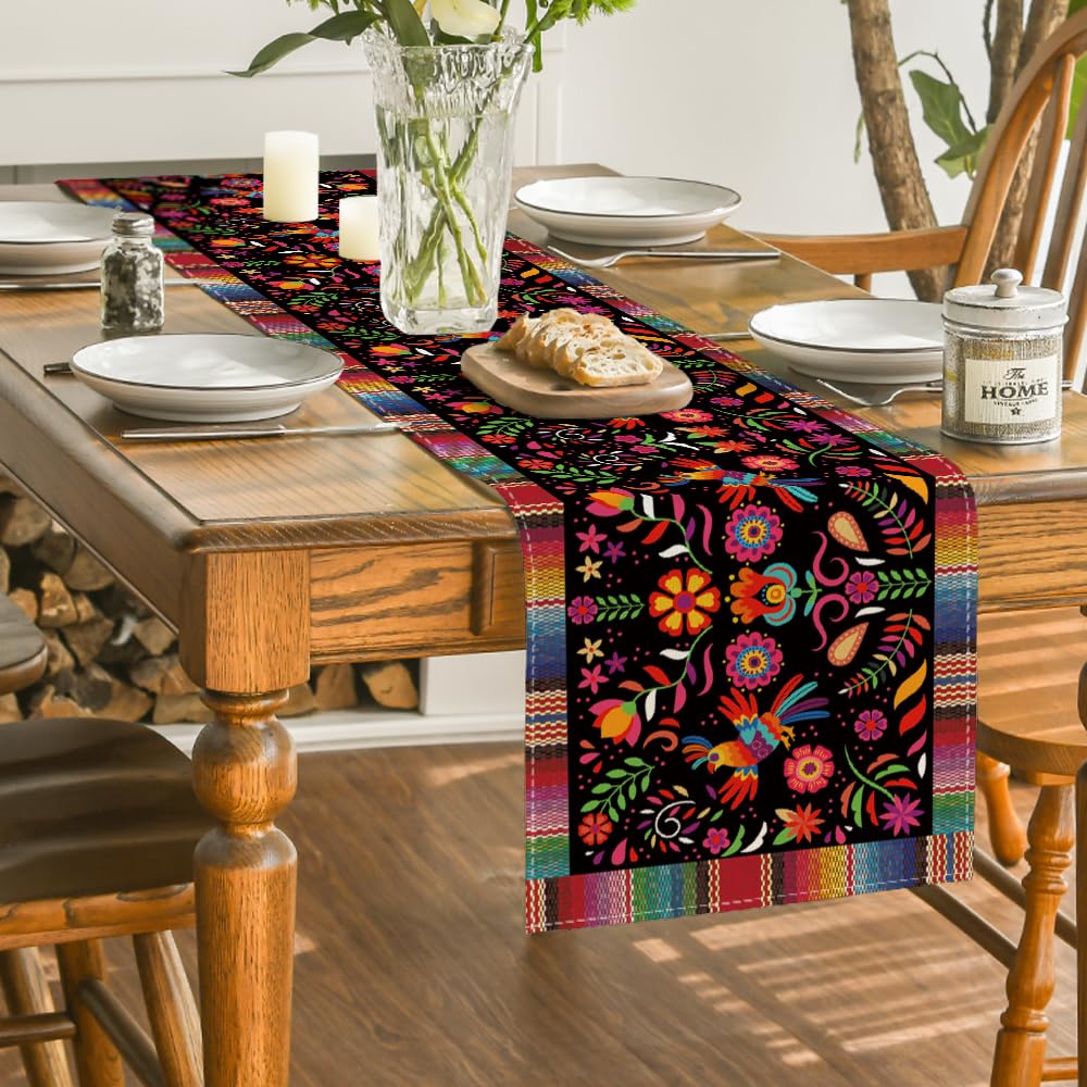 Artoid Mode Serape runner complements kitchens and celebrations with durable polyester fabric.