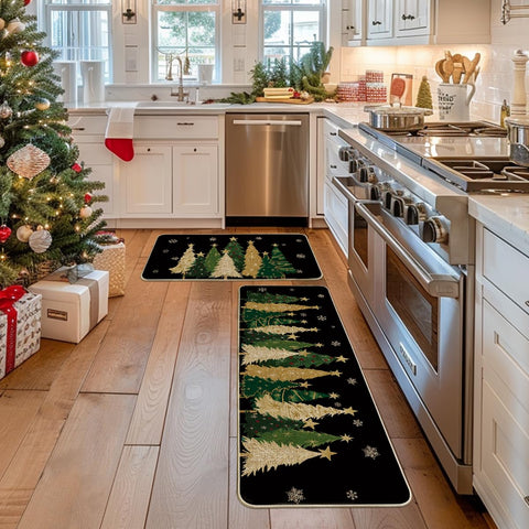 Artoid Mode snowflakes and trees pattern mat for festive kitchens.