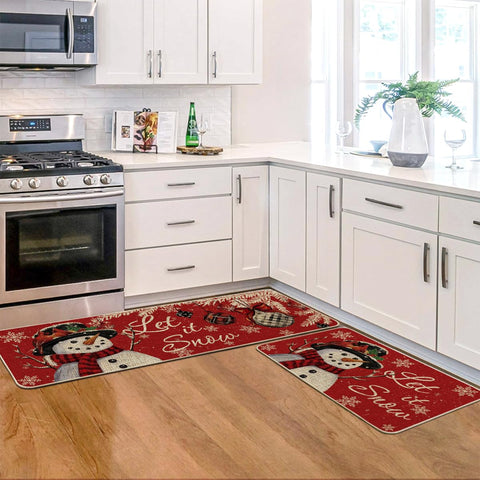 Artoid Mode snowman kitchen mat is easy to clean with hose or mild detergent.