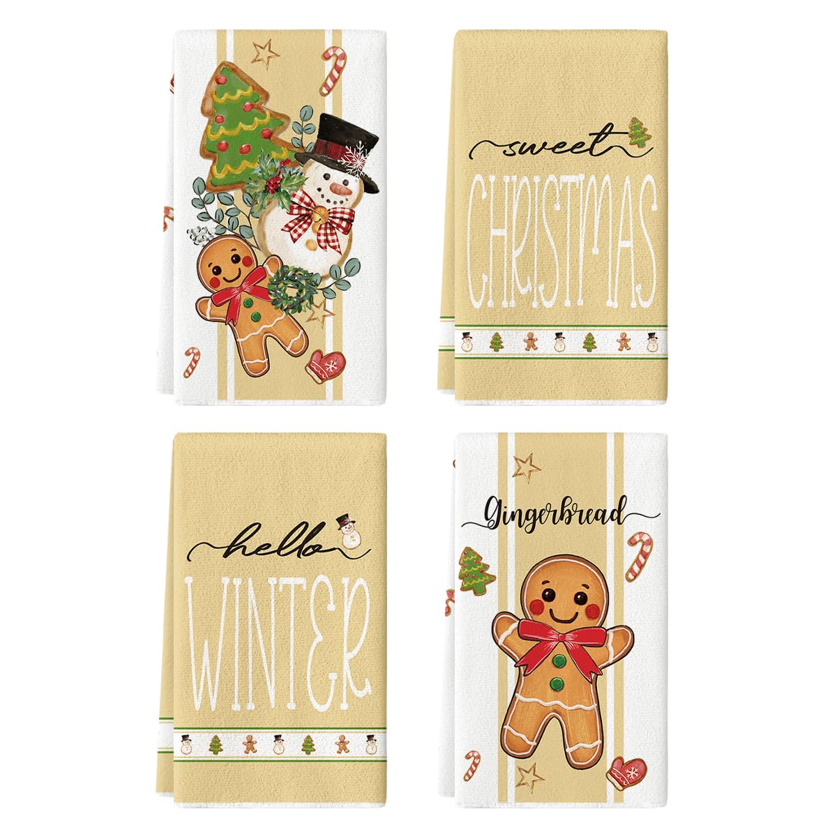 Artoid Mode snowman gingerbread towels for festive dish drying
