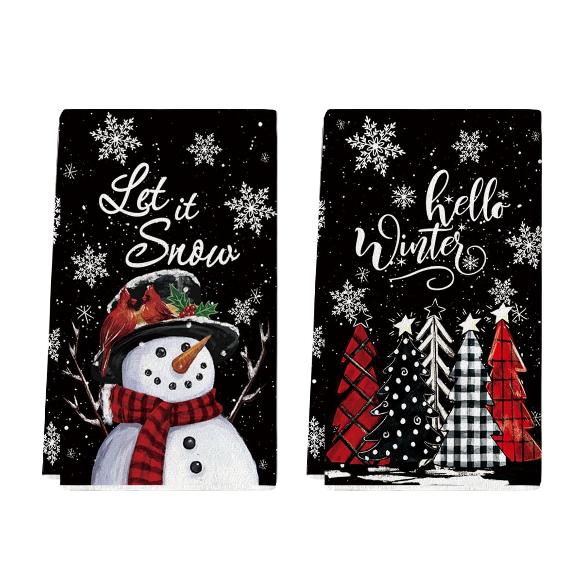 Artoid Mode snowman kitchen towel set with festive design and absorbent fabric