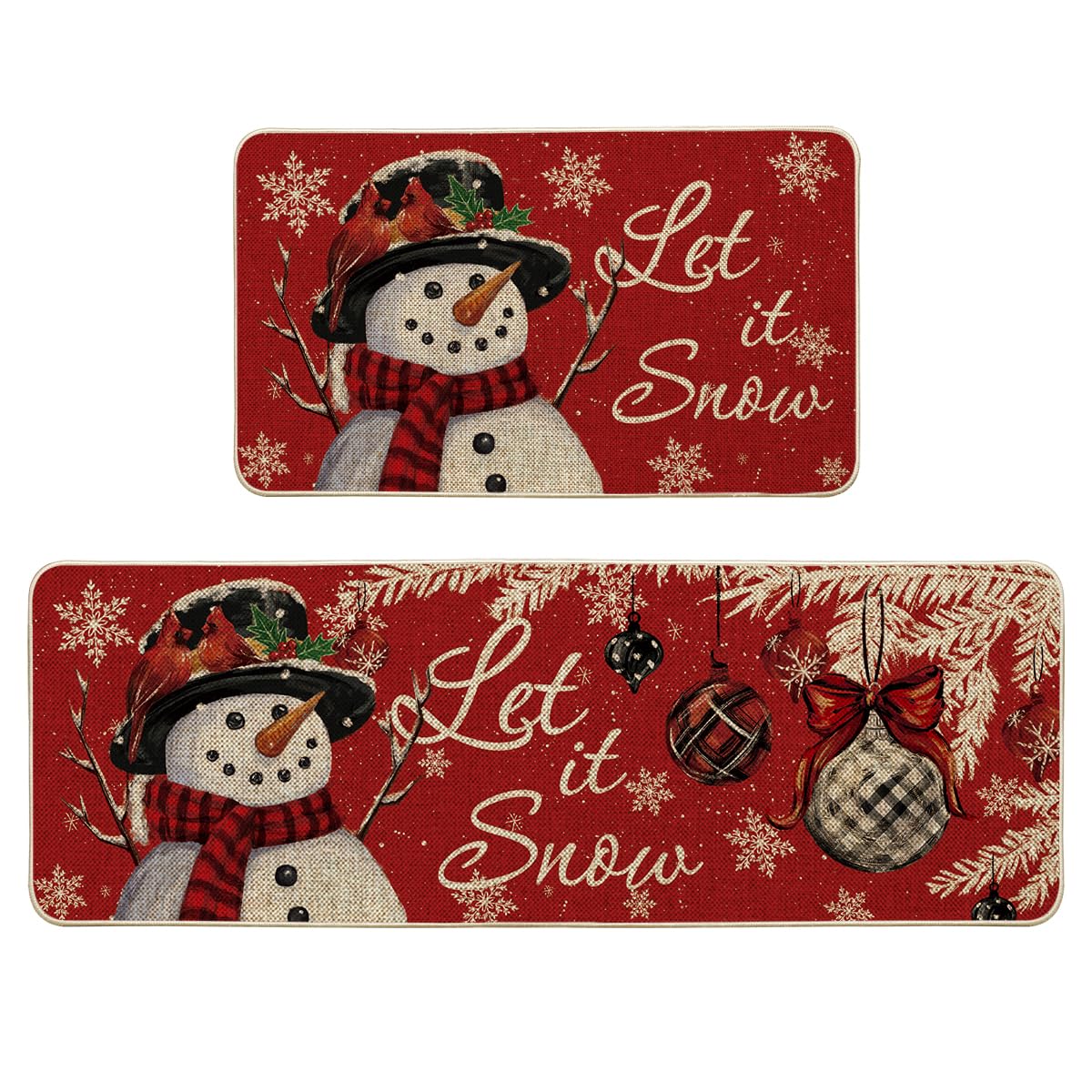 Artoid Mode snowman kitchen mat 17x29 by entryway adds festive color and floor protection.