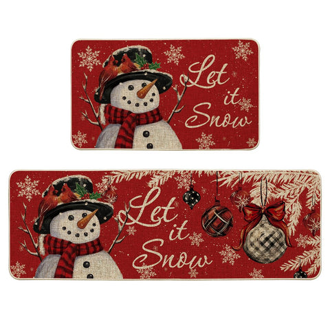 Artoid Mode snowman kitchen mat 17x29 by entryway adds festive color and floor protection.