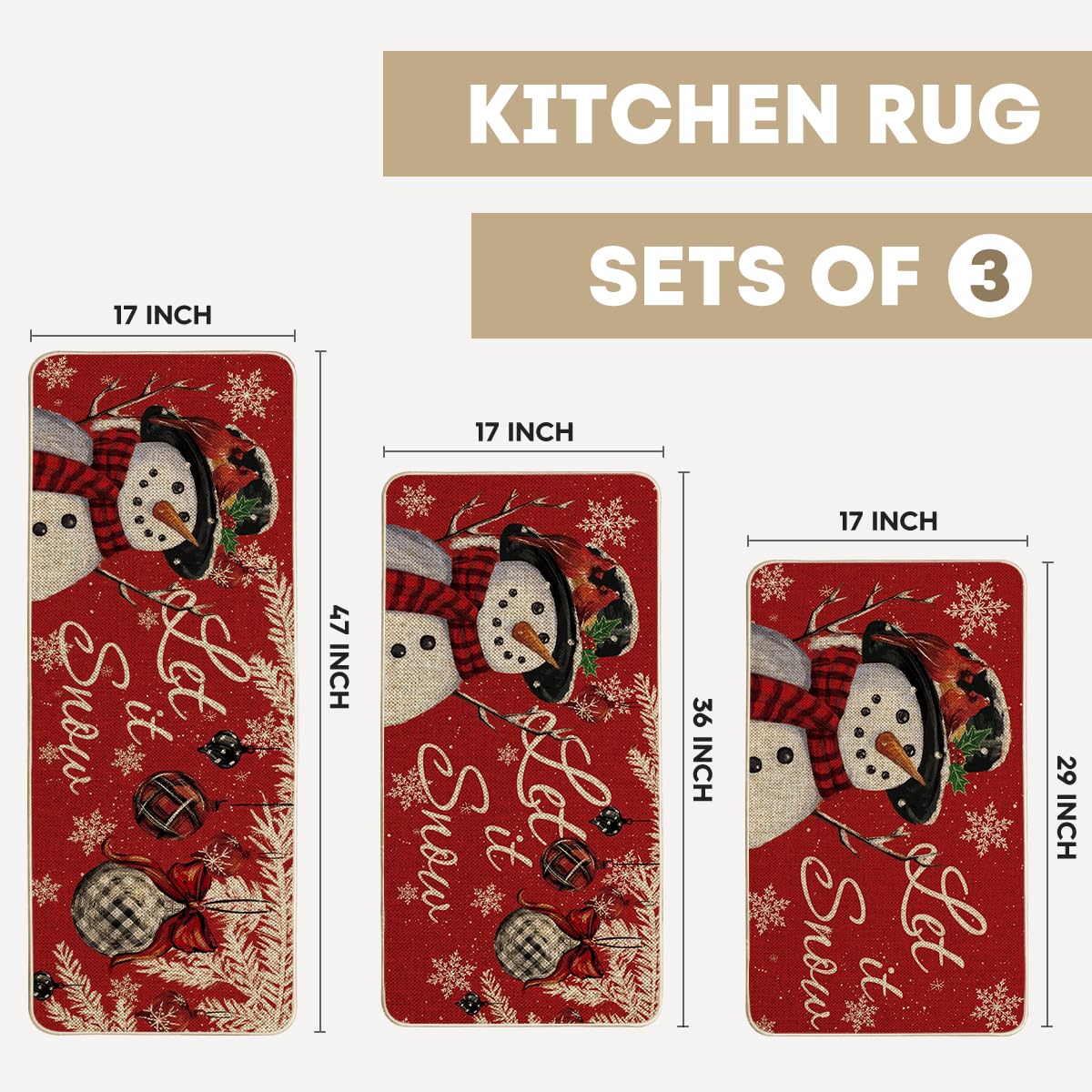 Artoid Mode Snowman Let It Snow 17x47 mat ideal for foyers and kitchens.