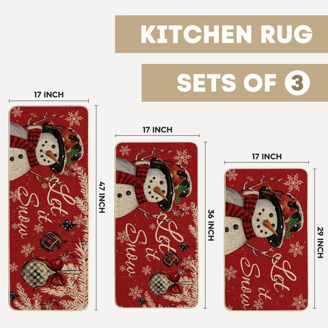 Artoid Mode Snowman Let It Snow 17x47 mat ideal for foyers and kitchens.