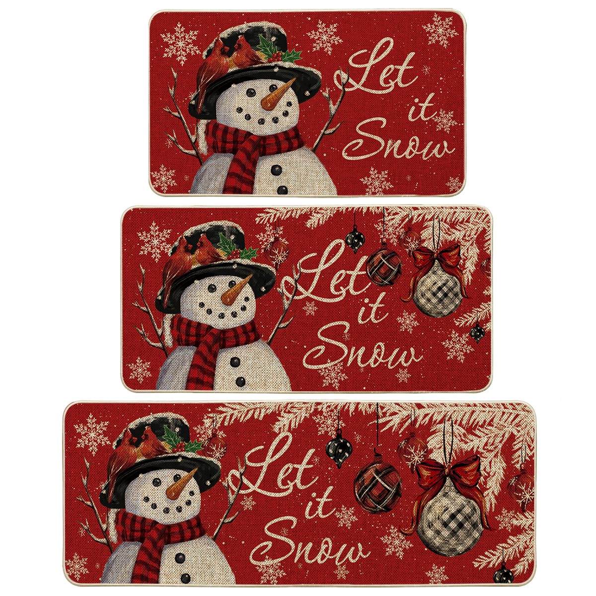 Artoid Mode Snowman Let It Snow front view mat adds seasonal color while protecting floors.