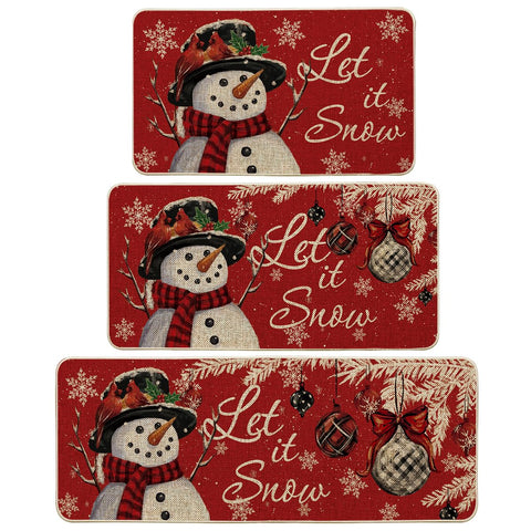 Artoid Mode Snowman Let It Snow front view mat adds seasonal color while protecting floors.