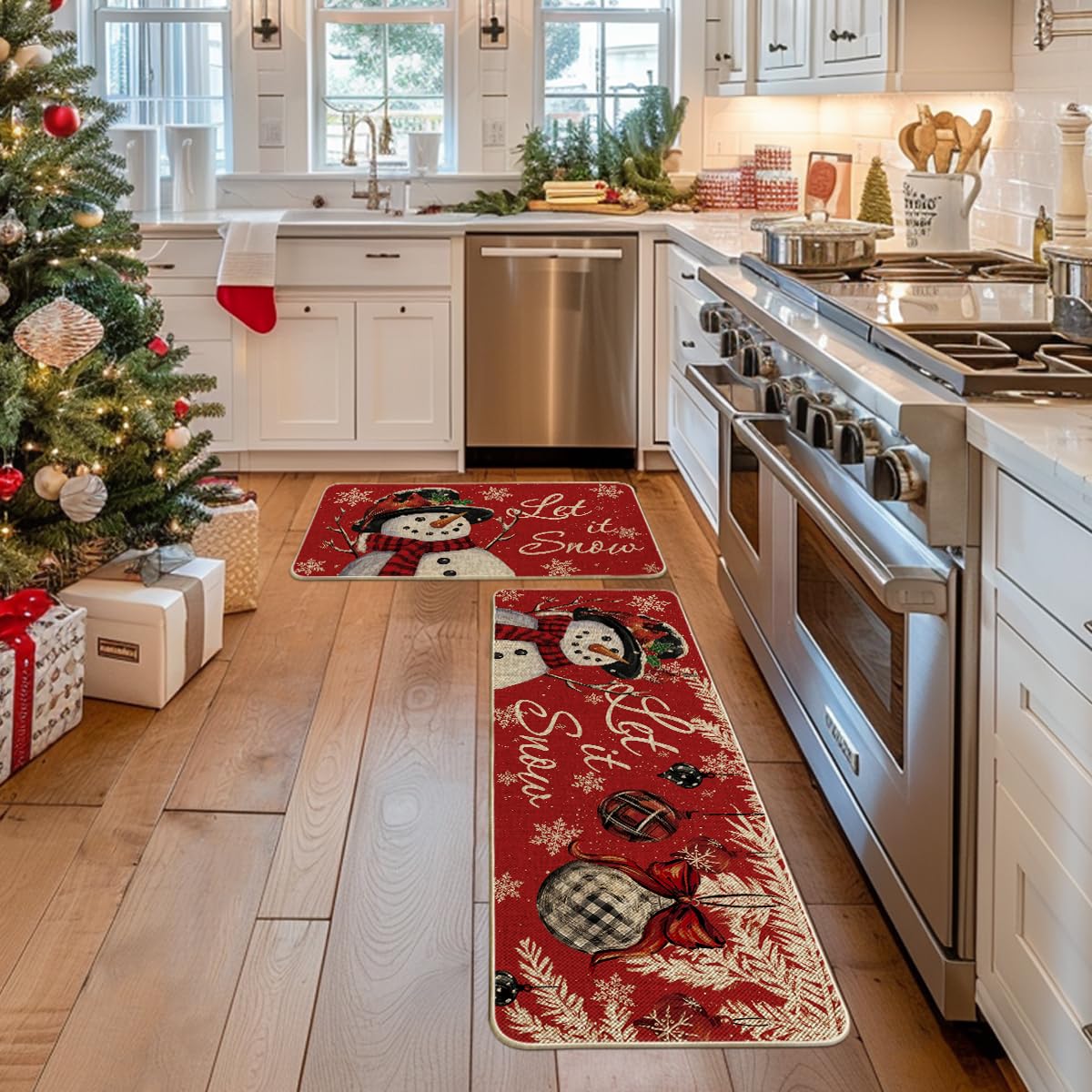 Artoid Mode snowman mat features non-slip backing and low-profile design to prevent slips.
