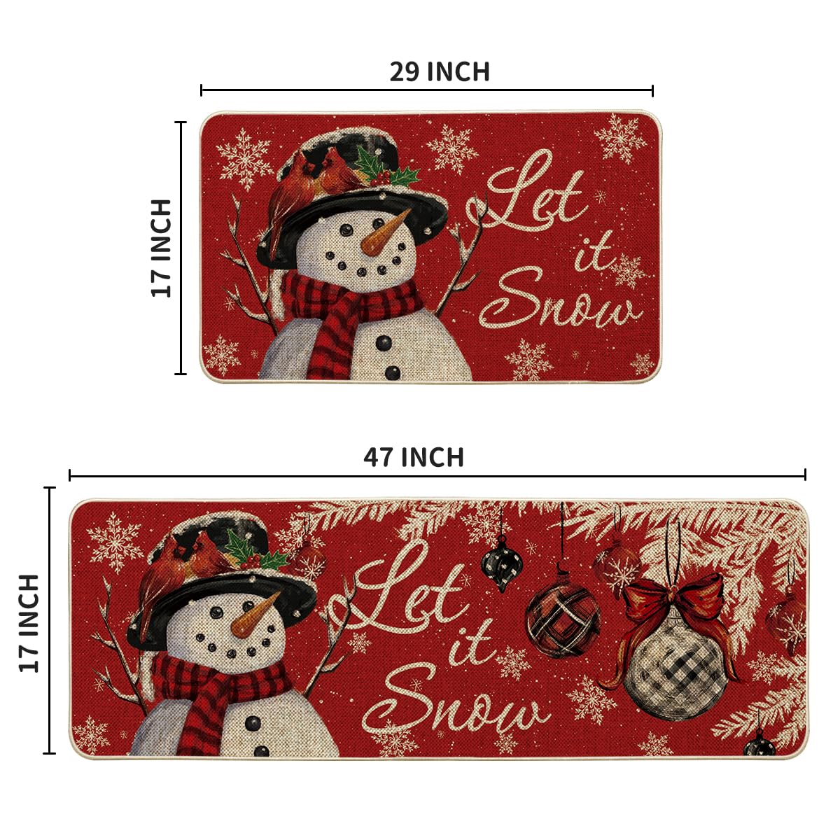 Close-up of the snowflake print on the Artoid Mode mat adds cozy winter vibes to the kitchen.