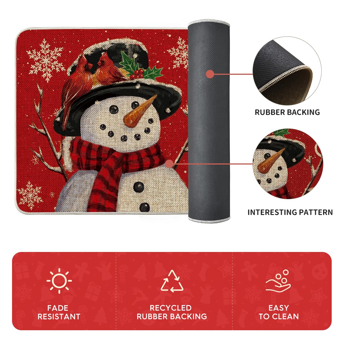 Artoid Mode snowman kitchen mats set of two suit multiple spaces like kitchen, entry, or porch.