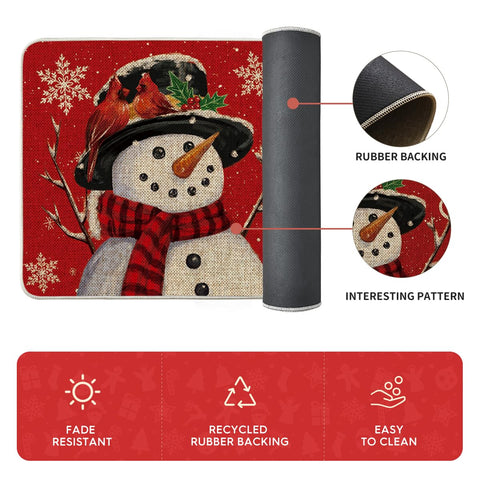 Artoid Mode snowman kitchen mats set of two suit multiple spaces like kitchen, entry, or porch.