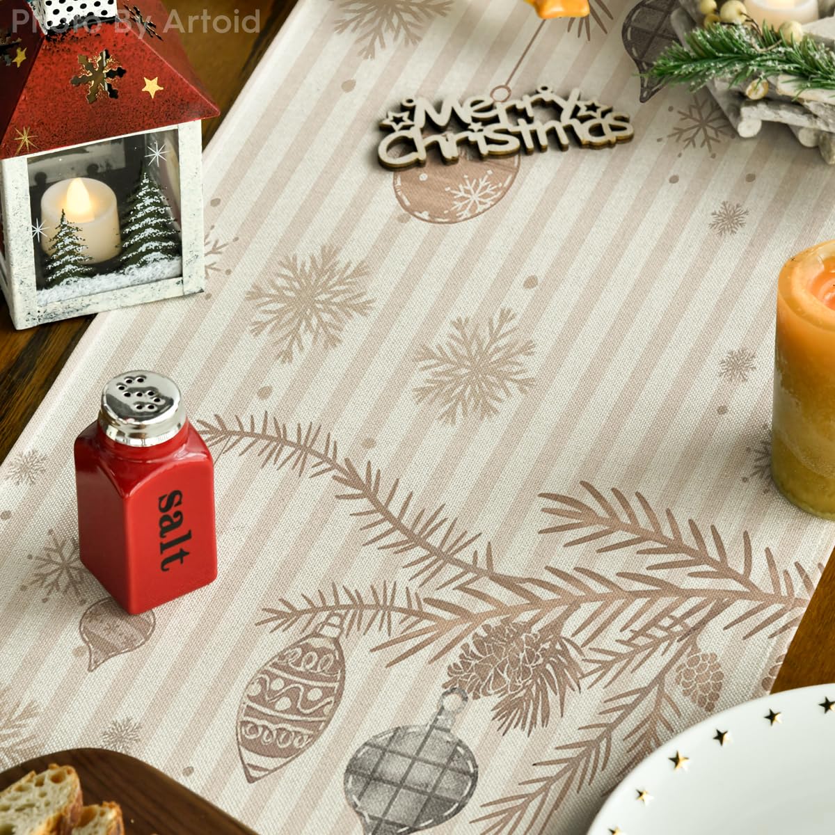 Artoid Mode Stripes Pine Trees easy-care runner, machine washable and quick to dry.