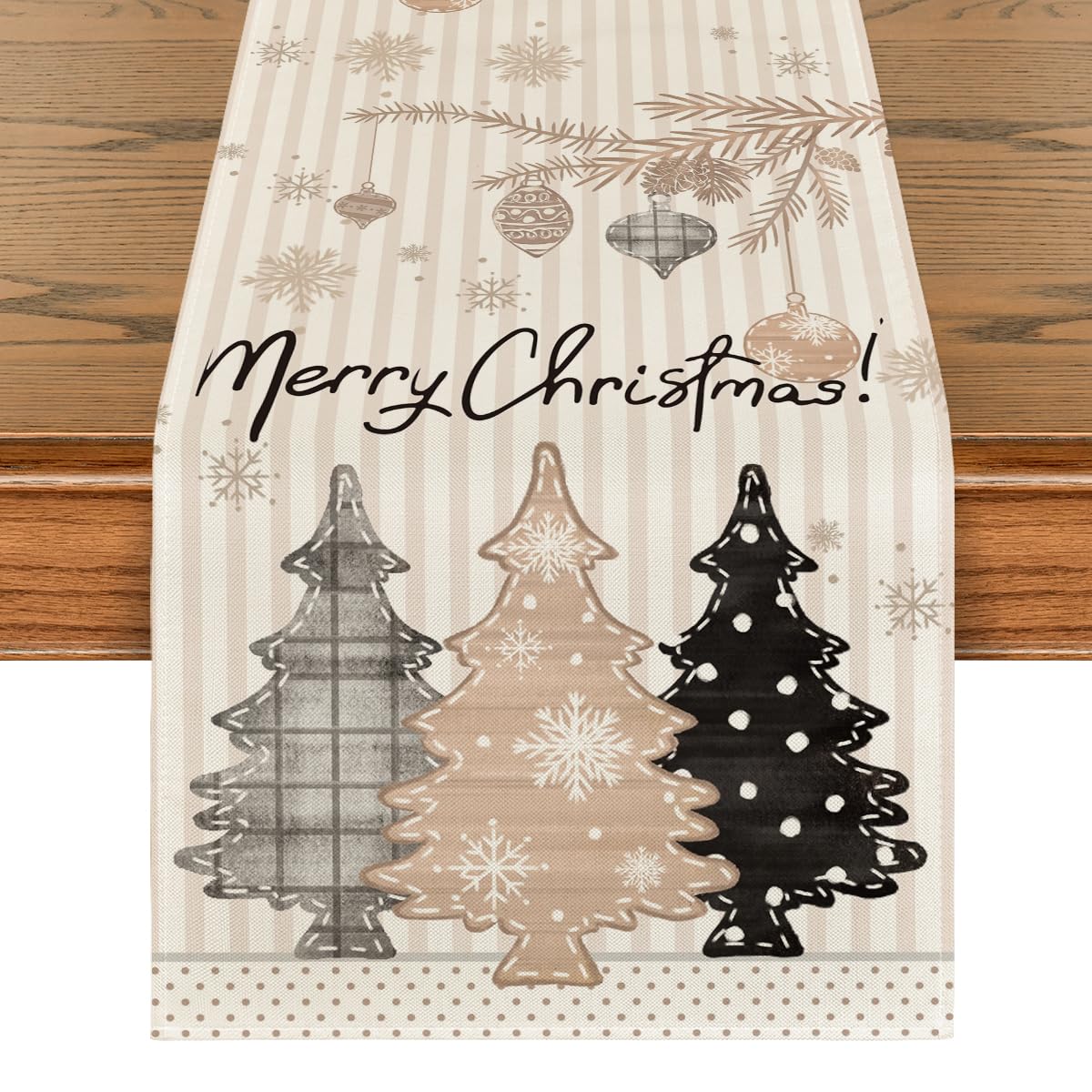 Artoid Mode stripes pine trees table runner for festive holiday dining