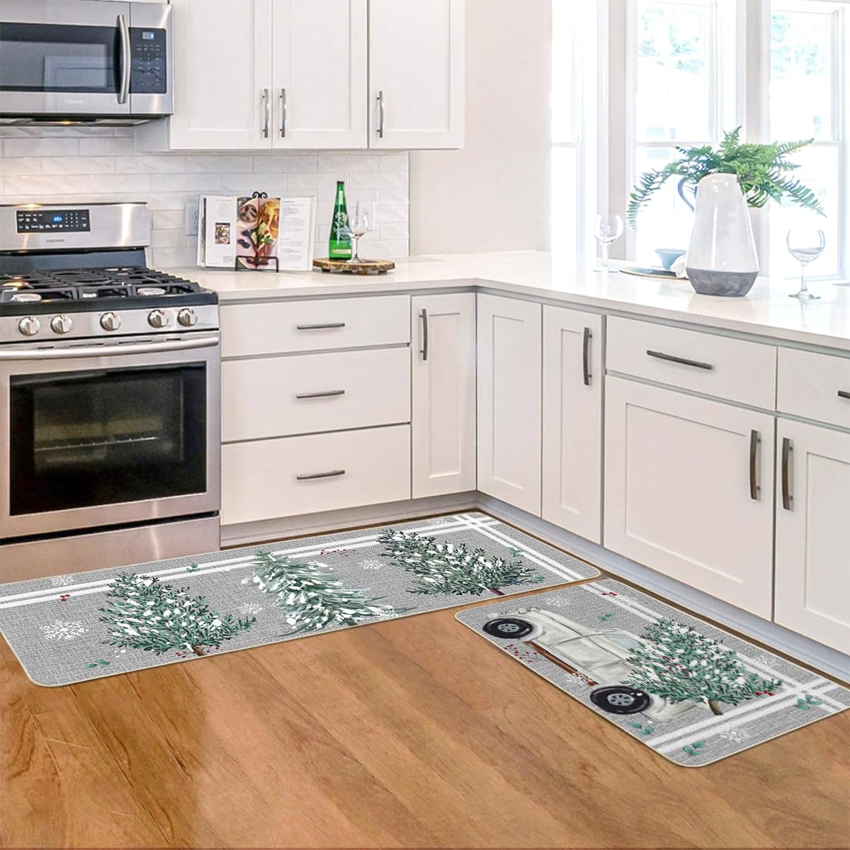 Artoid Mode pine-holly stripes pattern close-up shows stain-resistant surface