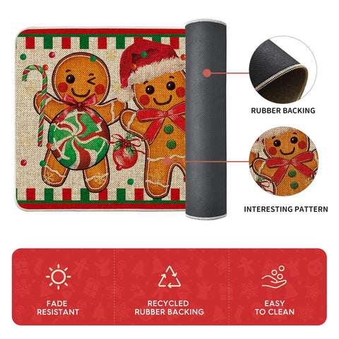 Artoid Mode gingerbread pattern mat, easy to hose clean after spills.