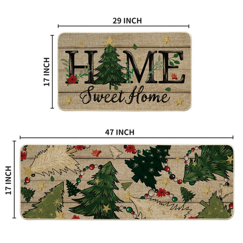 Artoid Mode decorative mats brighten kitchen while protecting floors and adding color.