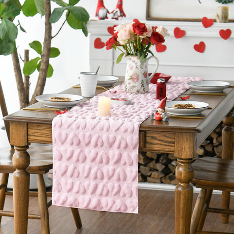 Artoid Mode Valentine's Day styled plush table runner in pink