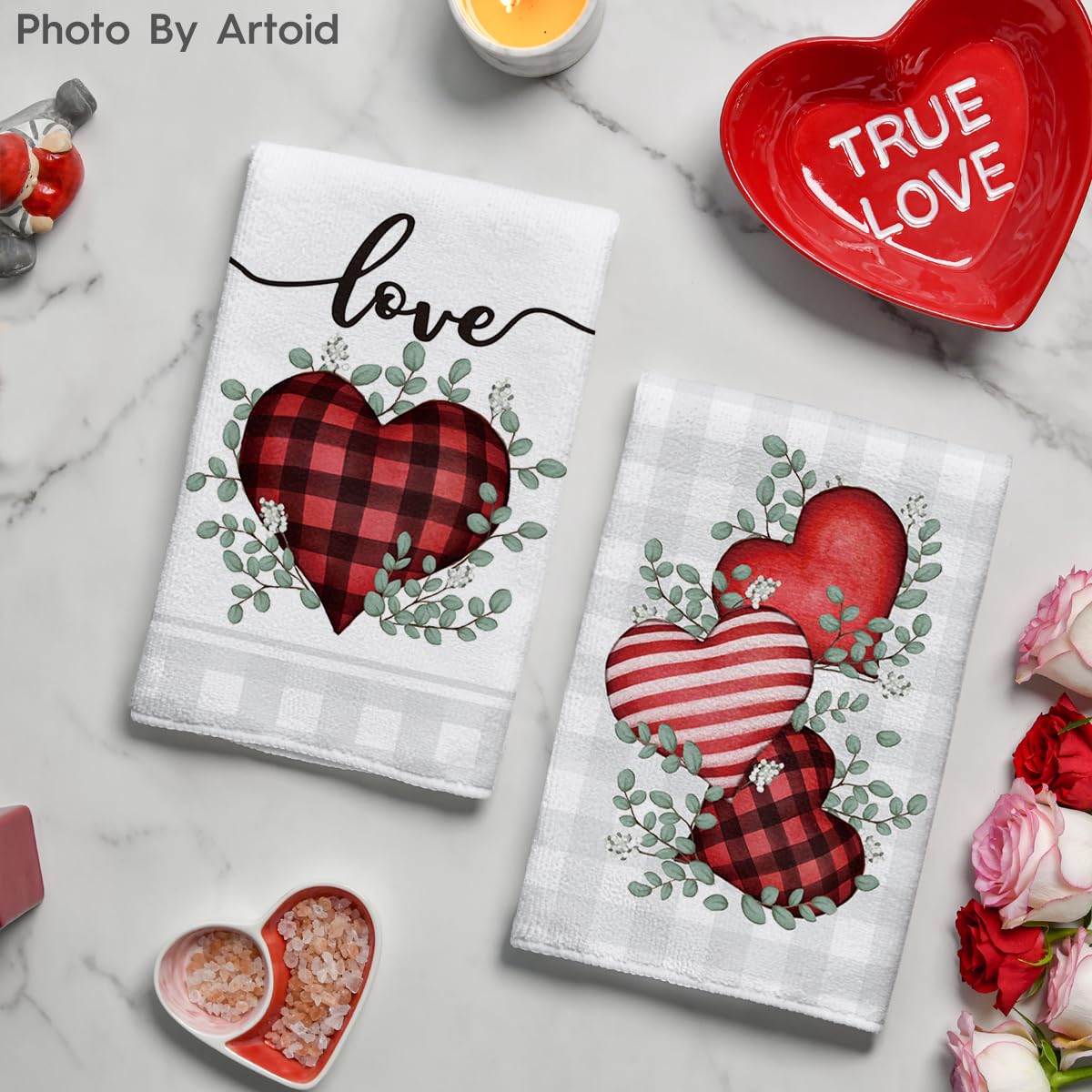 Artoid Mode valentines pattern adds warmth while drying dishes.