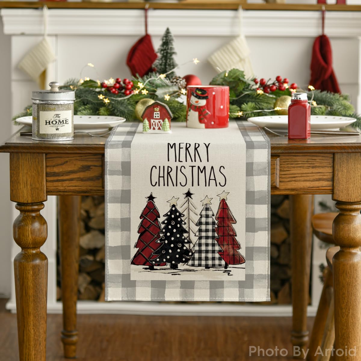 Artoid Mode Waterclor Grey Buffalo Plaid pattern enhances indoor outdoor decor