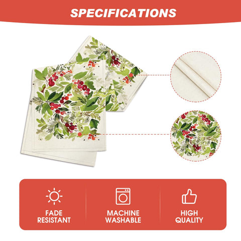 Artoid Mode Watercolor Holly Table Runner during Christmas dinner elevates decor