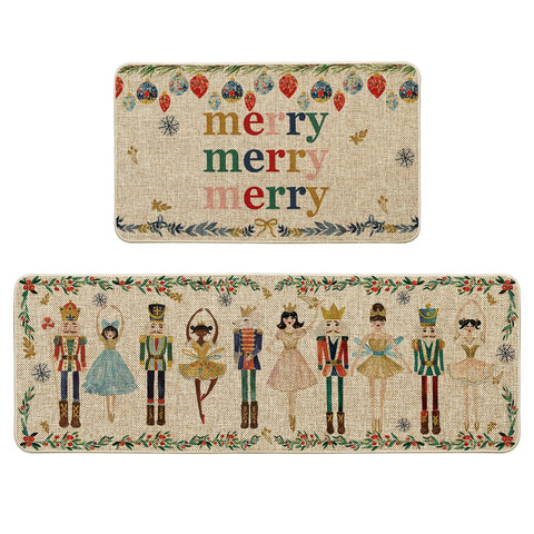 Artoid Mode watercolor nutcrackers 17x29 rug enhances entryways with seasonal charm and floor protection.