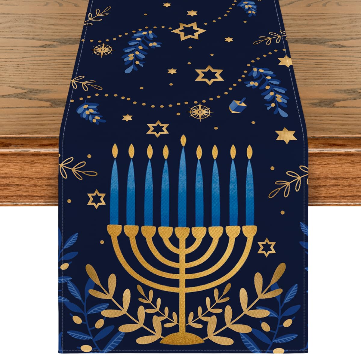 Artoid Mode Watercolor Star Olives Runner closeup shows soft fabric and vibrant print.