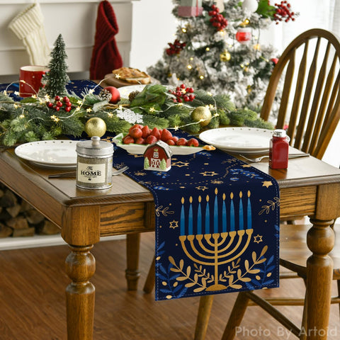 Artoid Mode Watercolor Star Olives Runner pattern detail highlights festive center.