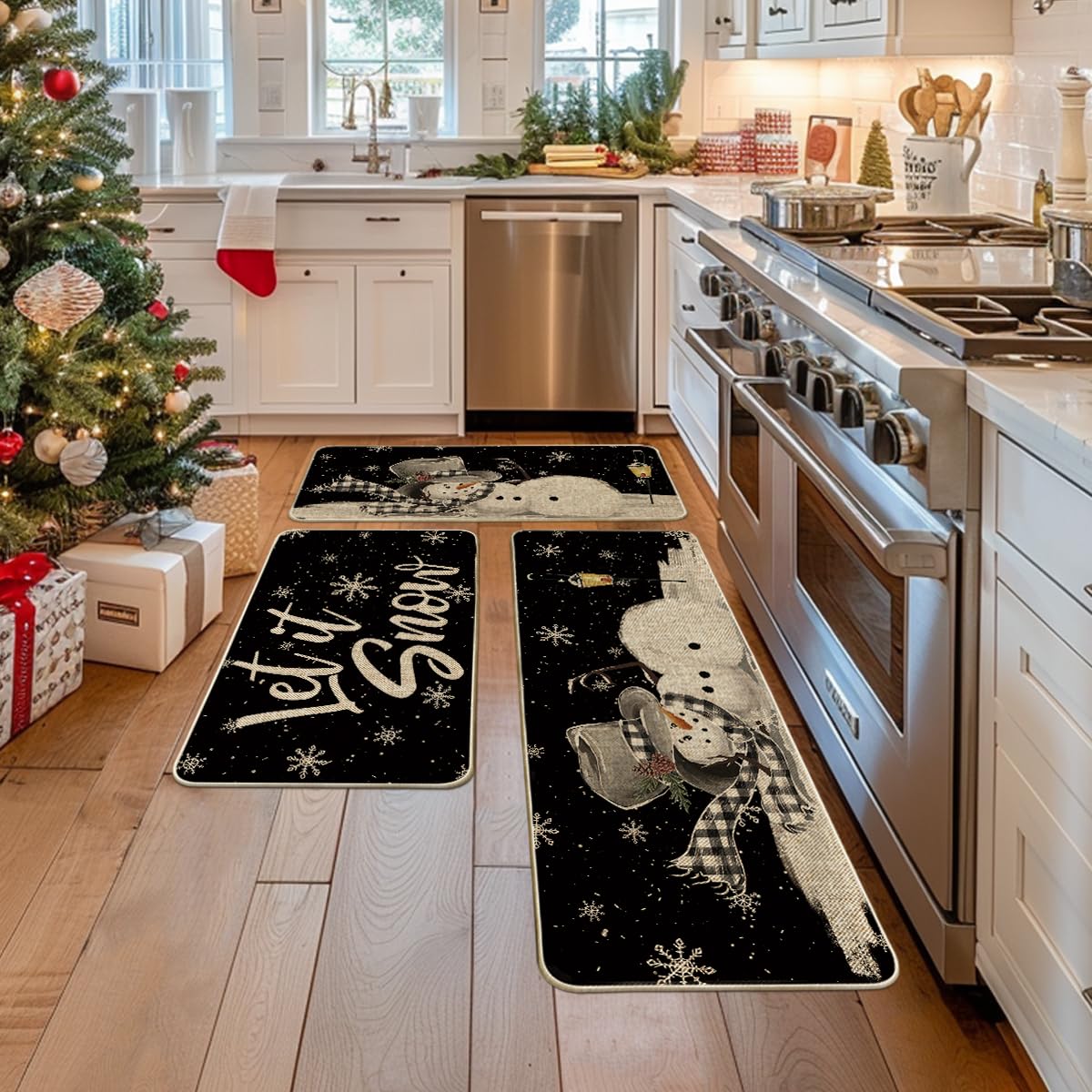 Artoid Mode winter entryway mat set protects floors and adds seasonal charm.