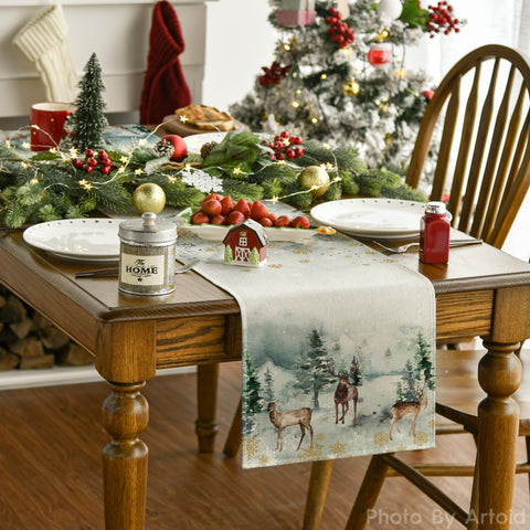Artoid Mode winter holiday pattern runner brightens tables for gatherings
