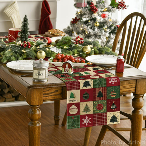 Artoid Mode winter party decor table runner adds vibrant ambiance to gatherings.