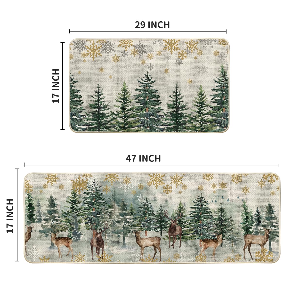 Artoid Mode winter pattern mat offers durable grip with non-slip rubber backing for safe kitchen use.