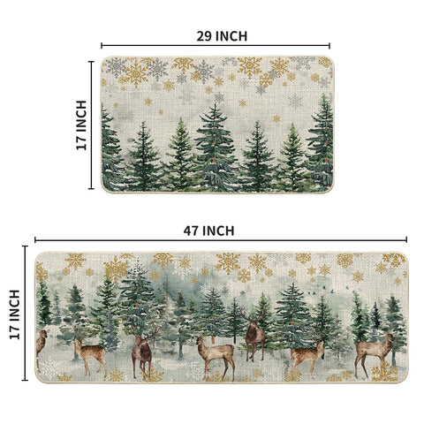 Artoid Mode winter pattern mat offers durable grip with non-slip rubber backing for safe kitchen use.