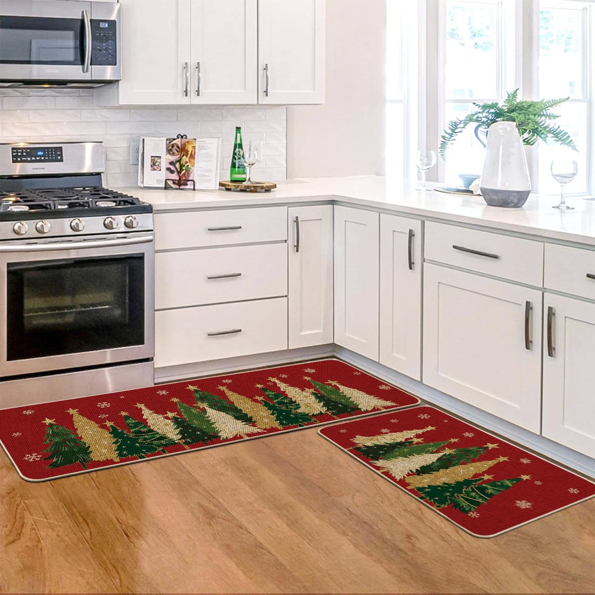 Artoid Mode winter wreath design mat 17x29 brings holiday style and low-profile comfort