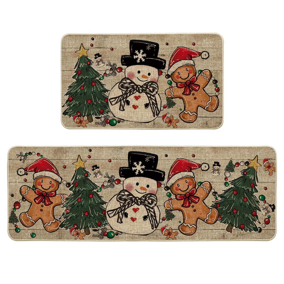 Artoid Mode Xmas mat 17x29 front view for stylish kitchen decor and floor protection