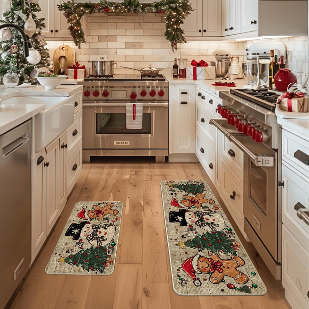 Artoid Mode mat 17x29 pattern closeup highlights festive print and stain resistance