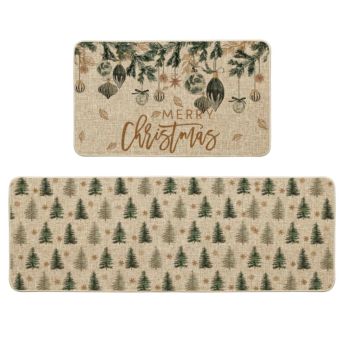 Artoid Mode Xmas tree ornament kitchen mat 17x29 adds festive color while protecting floors.