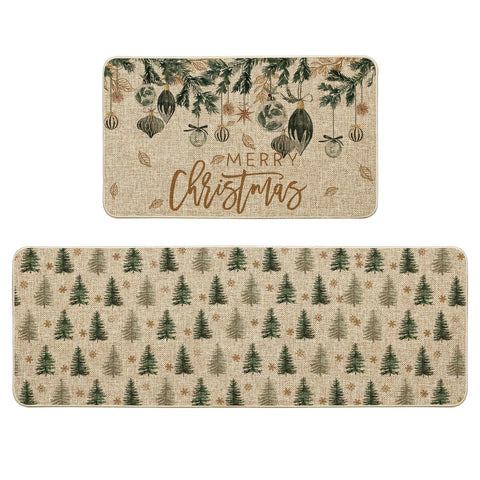 Artoid Mode Xmas tree ornament kitchen mat 17x29 adds festive color while protecting floors.