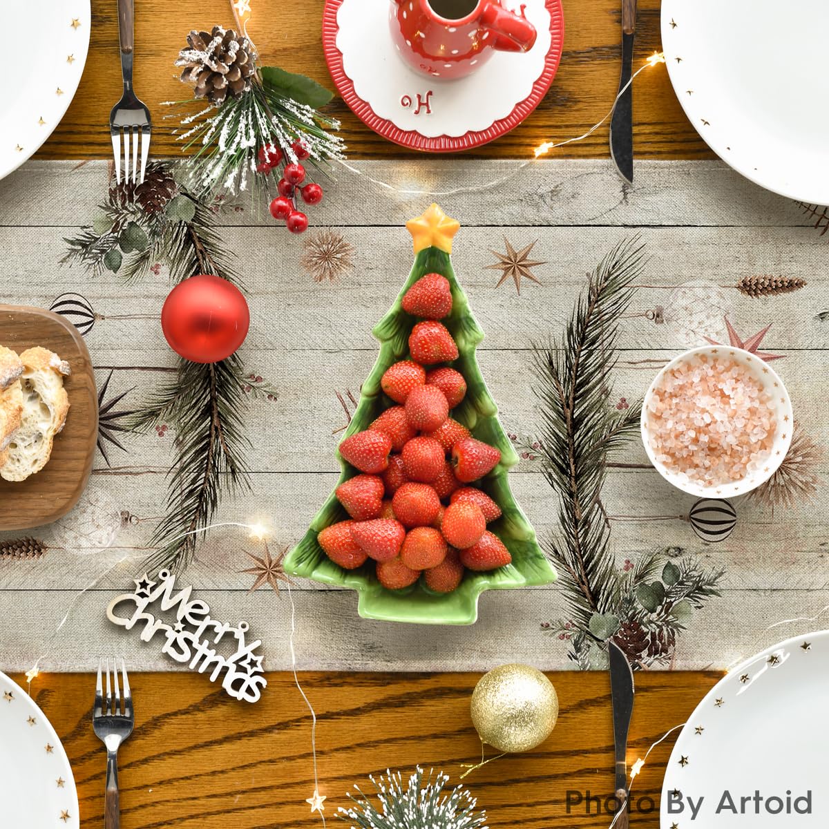 Artoid Mode table runner resists spills and easy to clean