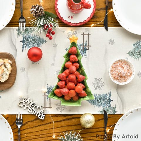 Artoid Mode vivid blue snowman print table runner for winter tables