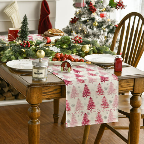 Close-up of Artoid Mode Xmas Trees Snowflake runner showing vibrant pink pattern