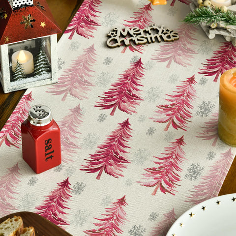 Pink winter table runner by Artoid Mode decorating a dining setup