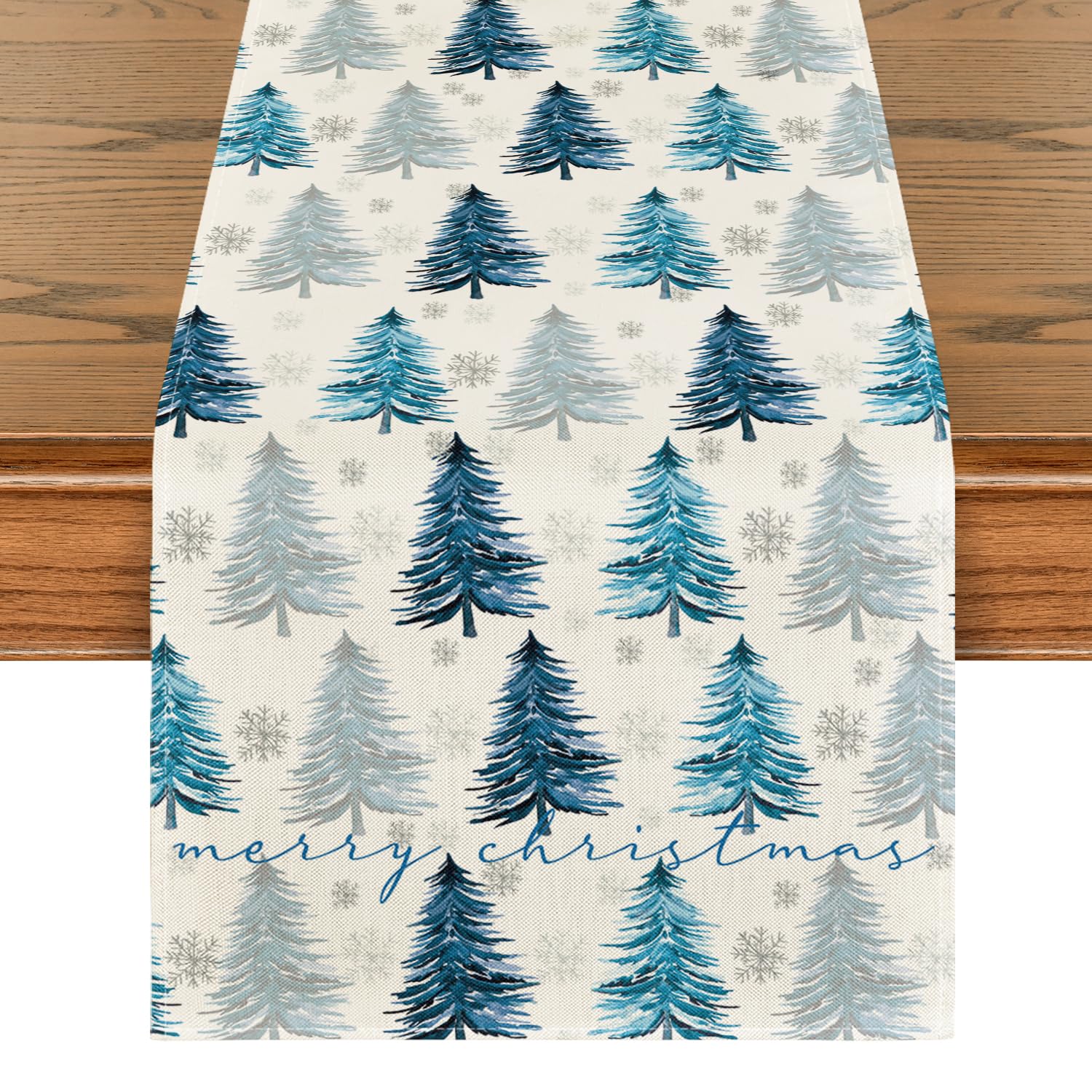 Artoid Mode Xmas Trees Snowflake table runner adds festive charm and surface protection.