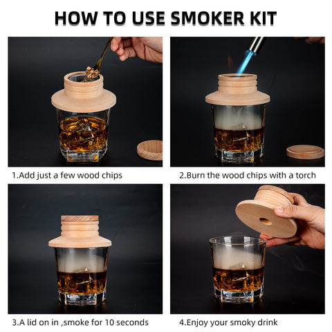 All-inclusive ArwySciI smoker kit with tools and chips for home bartending
