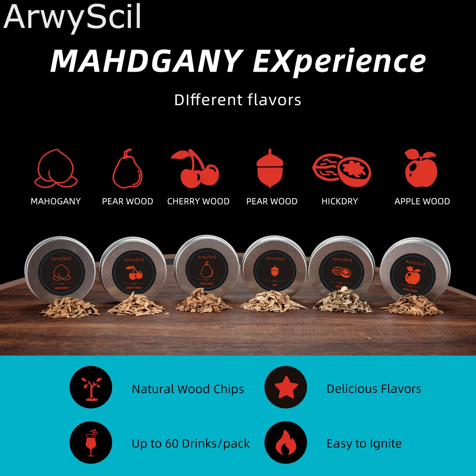 ArwySciI mahogany wood chips for warm smoke notes